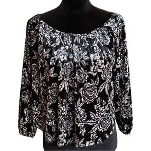 BILLABONG FLORAL VELVET OFF THE SHOULDER BLOUSE SZ SM